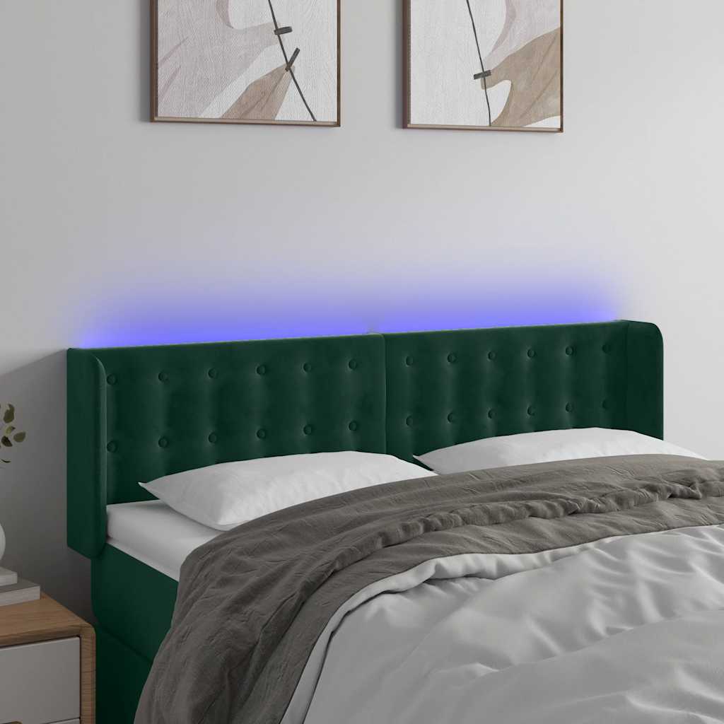 Testiera a LED Verde Scuro 147x16x78/88 cm in Velluto
