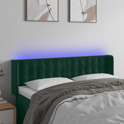 Testiera a LED Verde Scuro 147x16x78/88 cm in Velluto