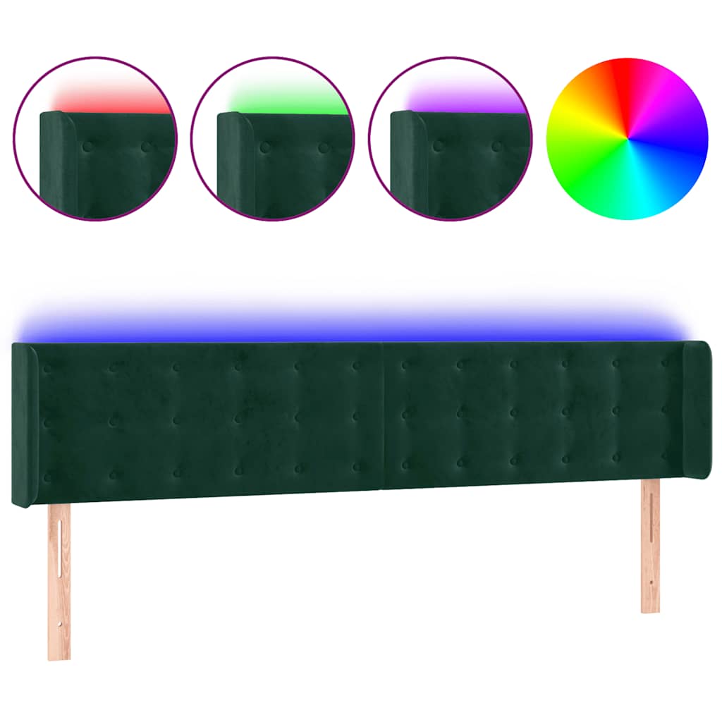 Testiera a LED Verde Scuro 163x16x78/88 cm in Velluto | homemem39