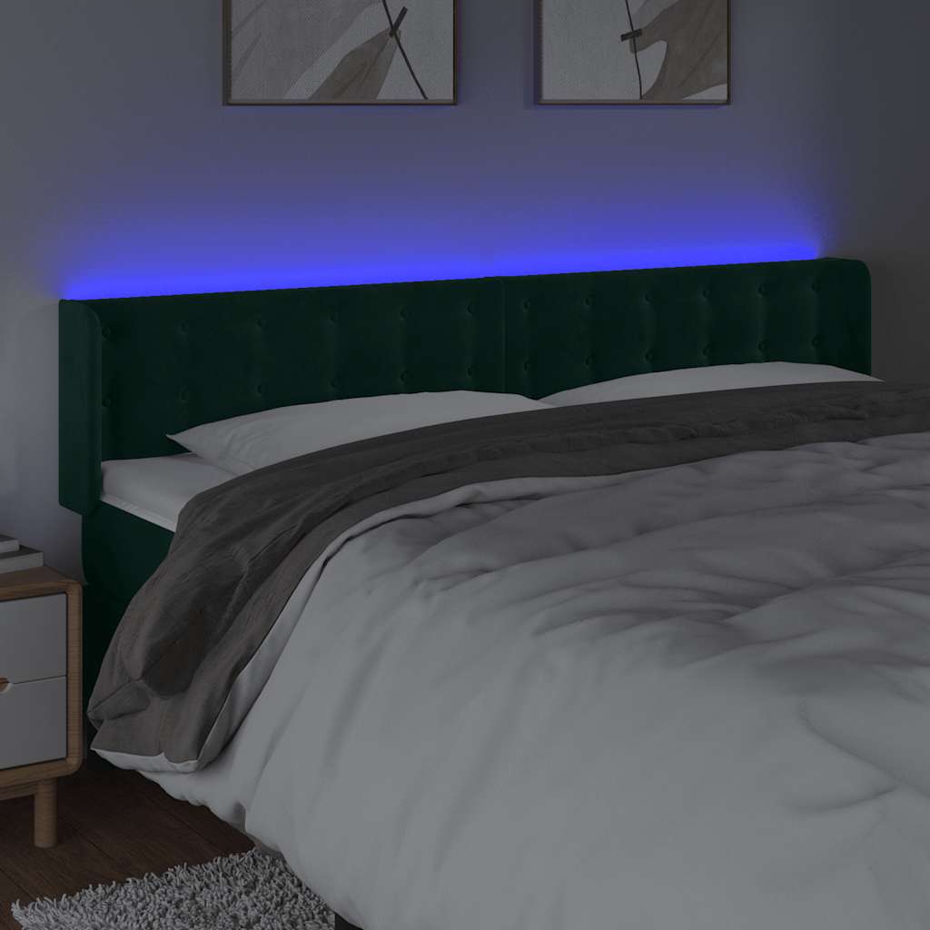 Testiera a LED Verde Scuro 163x16x78/88 cm in Velluto