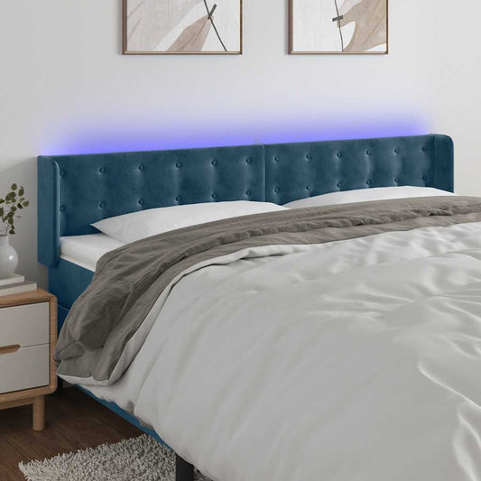 Testiera a LED Blu Scuro 163x16x78/88 cm in Velluto | homemem39