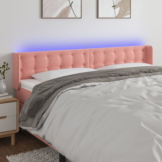 Testiera a LED Rosa 163x16x78/88 cm in Velluto | homemem39