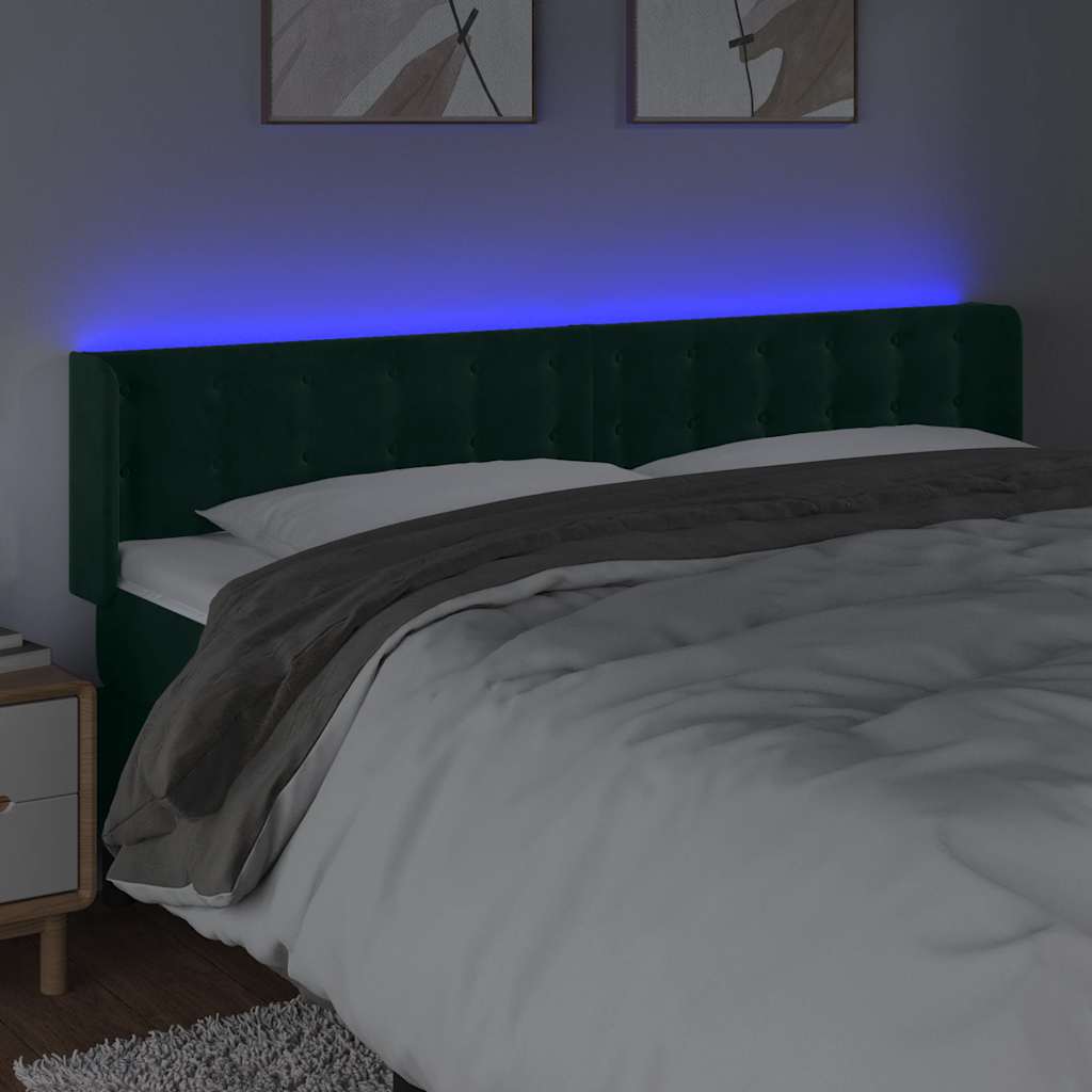 Testiera a LED Verde Scuro 183x16x78/88 cm in Velluto