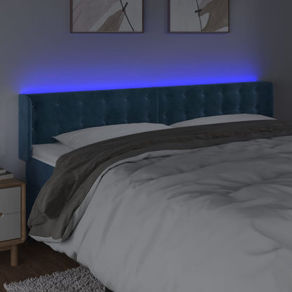 Dark Blue LED Headboard 183x16x78/88 cm in Velvet