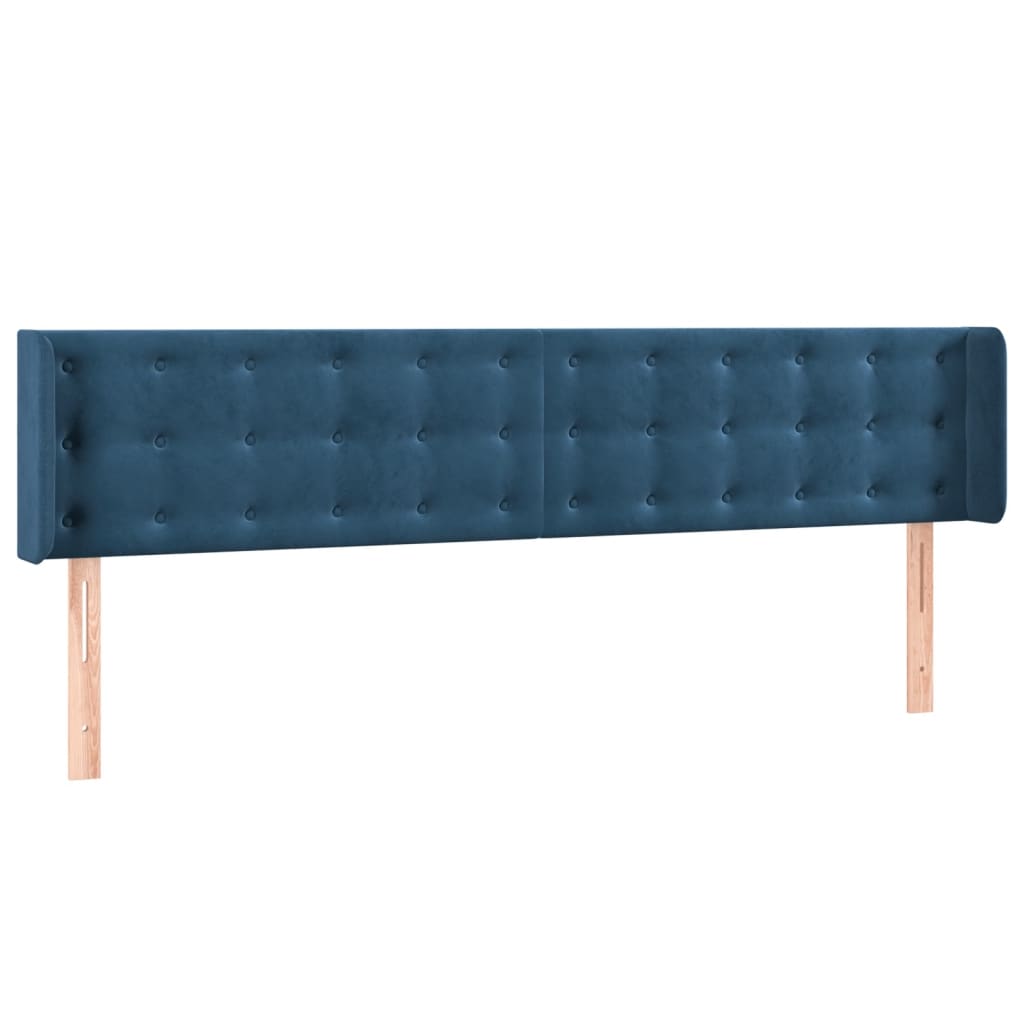 Dark Blue LED Headboard 203x16x78/88 cm in Velvet