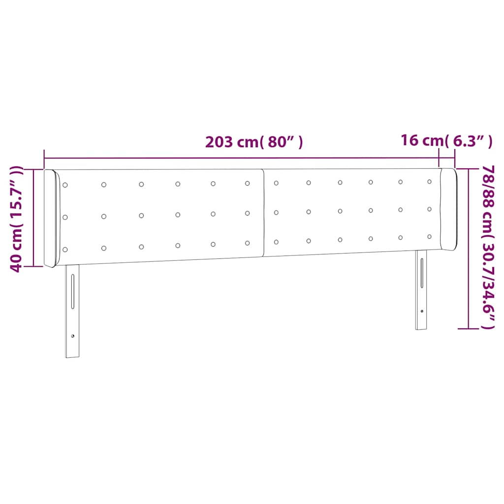 Testiera a LED Blu Scuro 203x16x78/88 cm in Velluto | homemem39