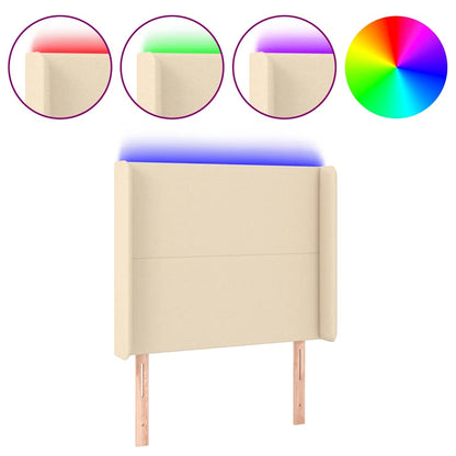 Testiera a LED crema 93x16x118/128 cm in Tessuto