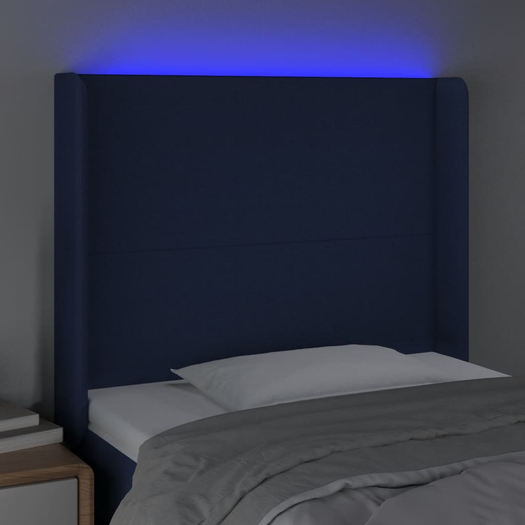 Testiera a LED Blu 93x16x118/128 cm in Tessuto - homemem39