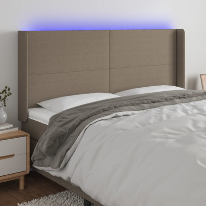 Testiera a LED Tortora 163x16x118/128 cm in Tessuto