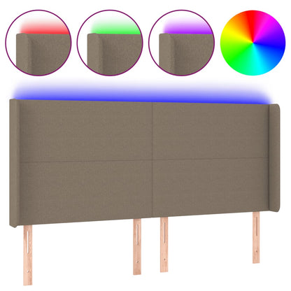 Testiera a LED Tortora 203x16x118/128 cm in Tessuto