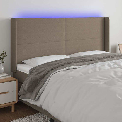 Testiera a LED Tortora 203x16x118/128 cm in Tessuto