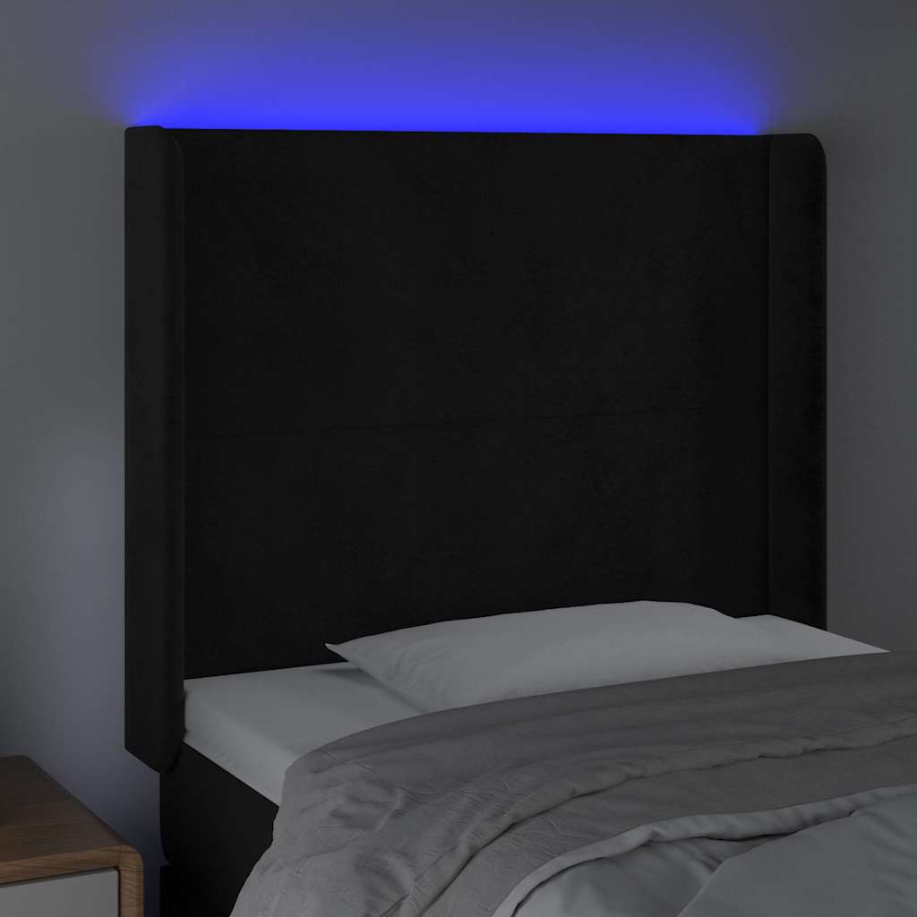 Testiera a LED Nera 83x16x118/128 cm in Velluto | homemem39