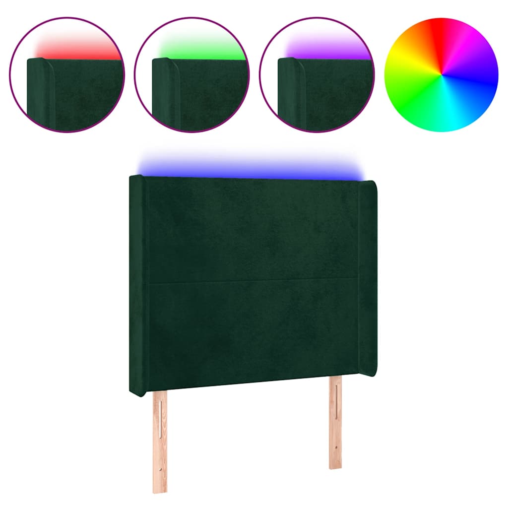Testiera a LED Verde Scuro 93x16x118/128 cm in Velluto | homemem39