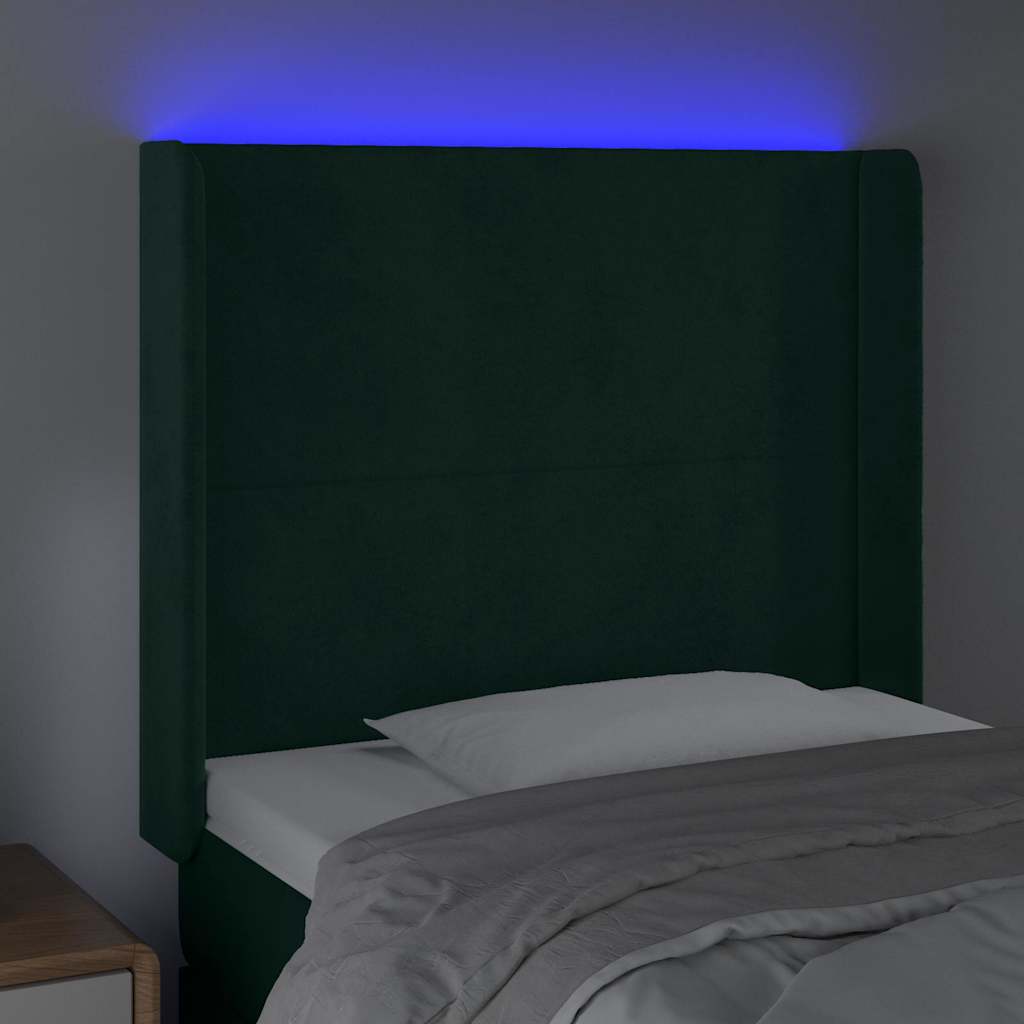 Testiera a LED Verde Scuro 93x16x118/128 cm in Velluto | homemem39