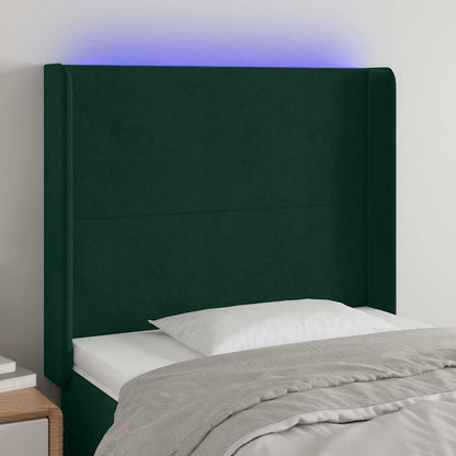 Testiera a LED Verde Scuro 93x16x118/128 cm in Velluto | homemem39