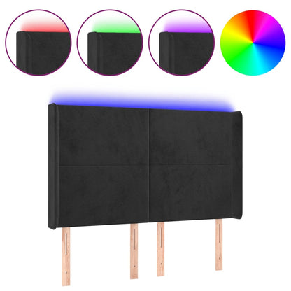 Testiera a LED Nera 147x16x118/128 cm in Velluto - homemem39