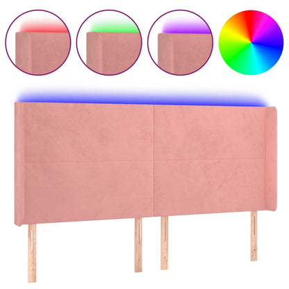 Testiera a LED rosa 183x16x118/128 cm in Velluto