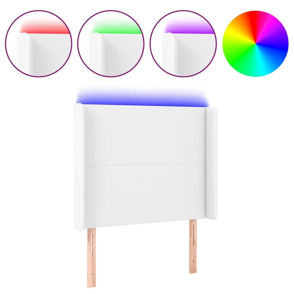 Testiera a LED Bianco 93x16x118/128 cm in Similpelle - homemem39