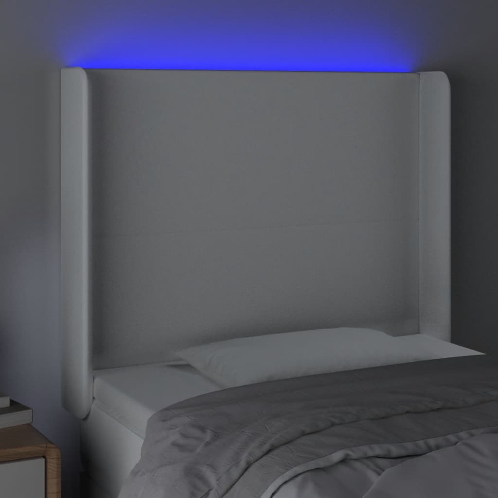 Testiera a LED Bianco 93x16x118/128 cm in Similpelle