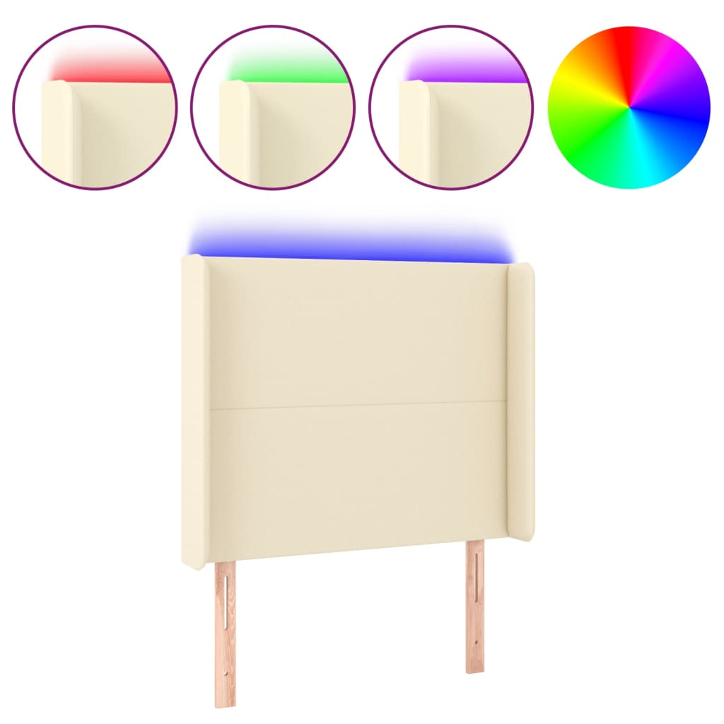 Testiera a LED crema 93x16x118/128 cm in Similpelle