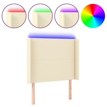 Testiera a LED crema 93x16x118/128 cm in Similpelle