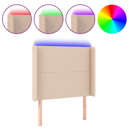Testiera a LED Cappuccino 93x16x118/128 cm in Similpelle