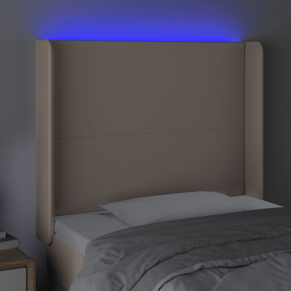 Testiera a LED Cappuccino 93x16x118/128 cm in Similpelle