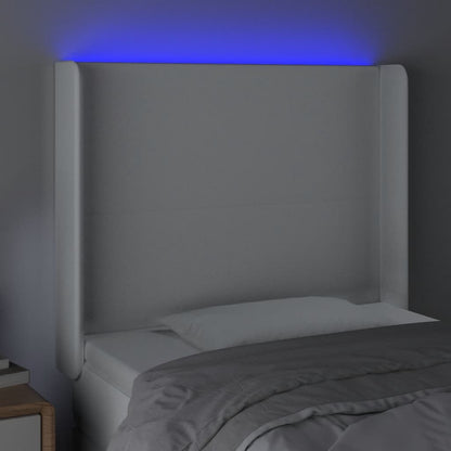 Testiera a LED Bianco 103x16x118/128 cm in Similpelle
