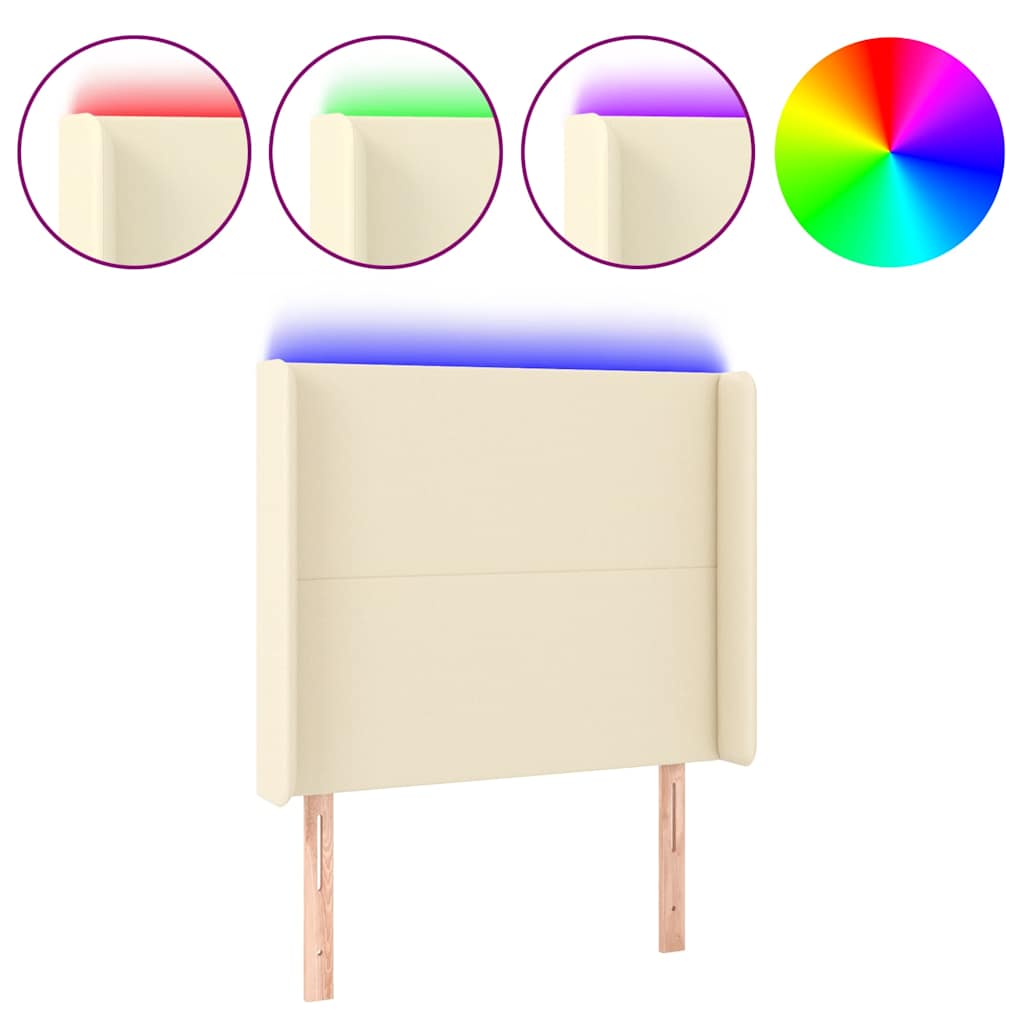 Testiera a LED Crema 103x16x118/128 cm in Similpelle