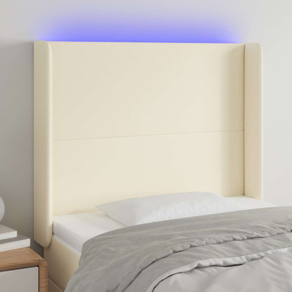 Testiera a LED Crema 103x16x118/128 cm in Similpelle