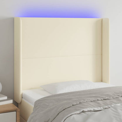Testiera a LED Crema 103x16x118/128 cm in Similpelle