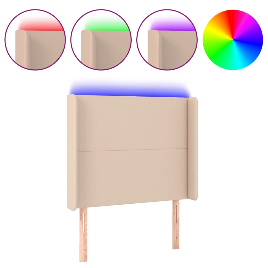 Testiera a LED Cappuccino 103x23x118/128 cm in Similpelle - homemem39