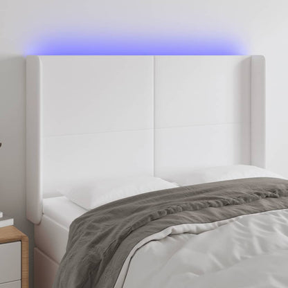 Testiera a LED Bianco 147x16x118/128 cm in Similpelle