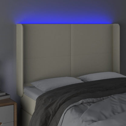 Testiera a LED Crema 147x16x118/128 cm in Similpelle