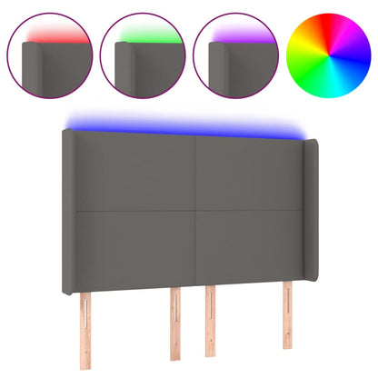 Testiera a LED Grigio 147x16x118/128cm in Similpelle