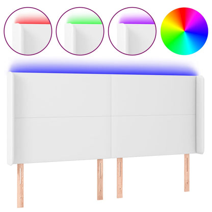Testiera a LED Bianco 163x16x118/128 cm in Similpelle | homemem39