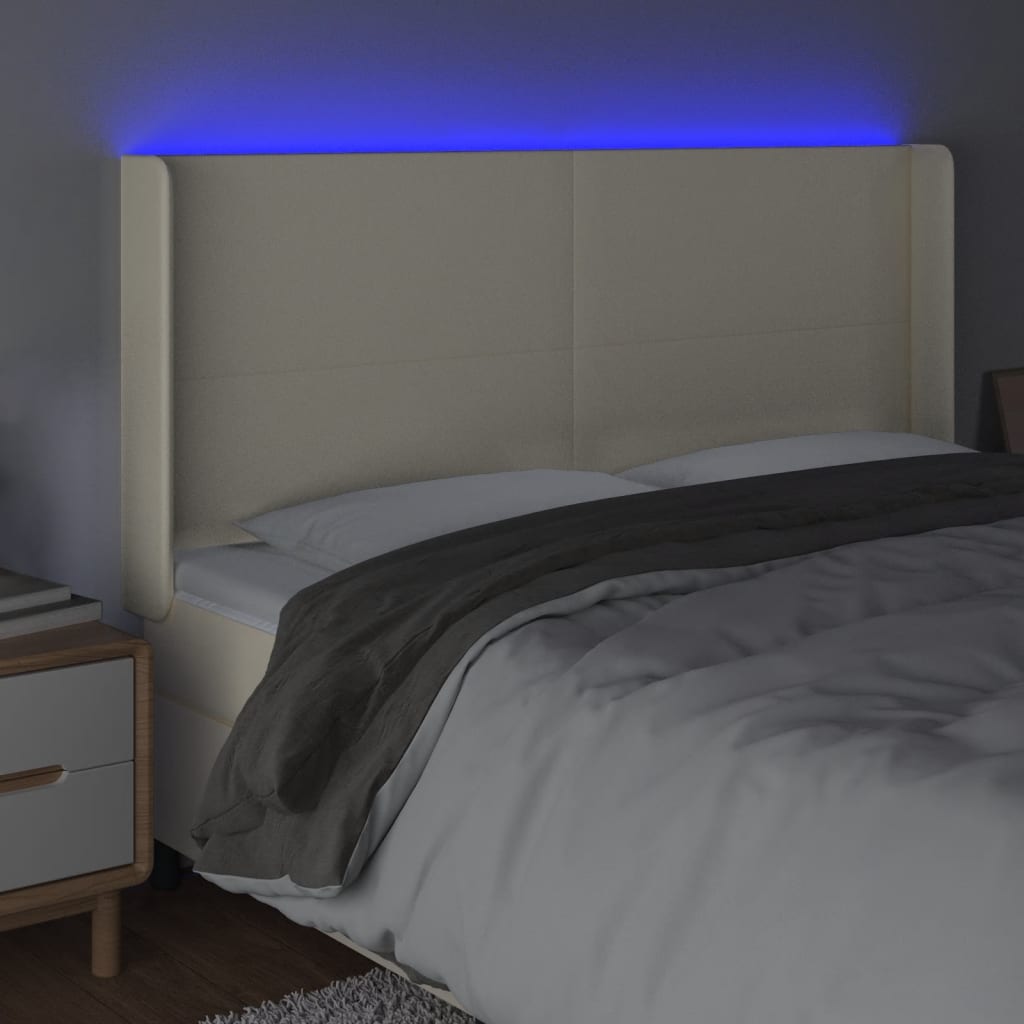 Testiera a LED Crema 183x16x118/128 cm in Similpelle