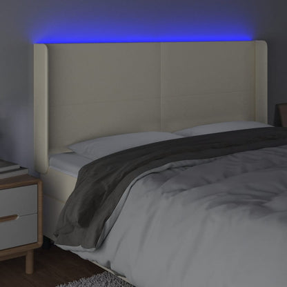 Testiera a LED Crema 183x16x118/128 cm in Similpelle