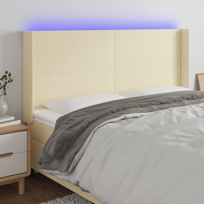 Testiera a LED Crema 183x16x118/128 cm in Similpelle | homemem39