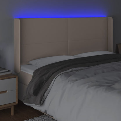 Testiera a LED Cappuccino 183x16x118/128 cm in Similpelle