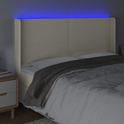 Testiera a LED Crema 203x23x118/128 cm in Similpelle