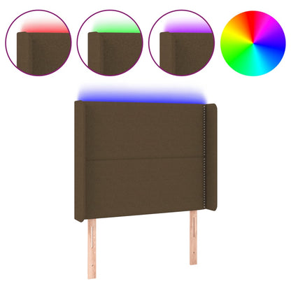 Testiera a LED Marrone Scuro 103x16x118/128 cm in Tessuto