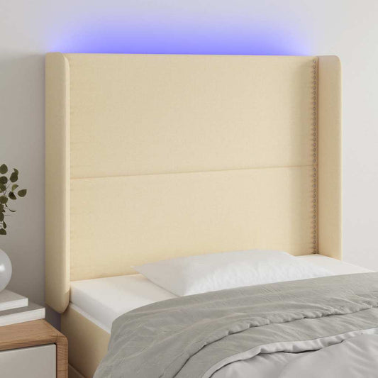 Testiera a LED Crema 103x16x118/128 cm in Tessuto