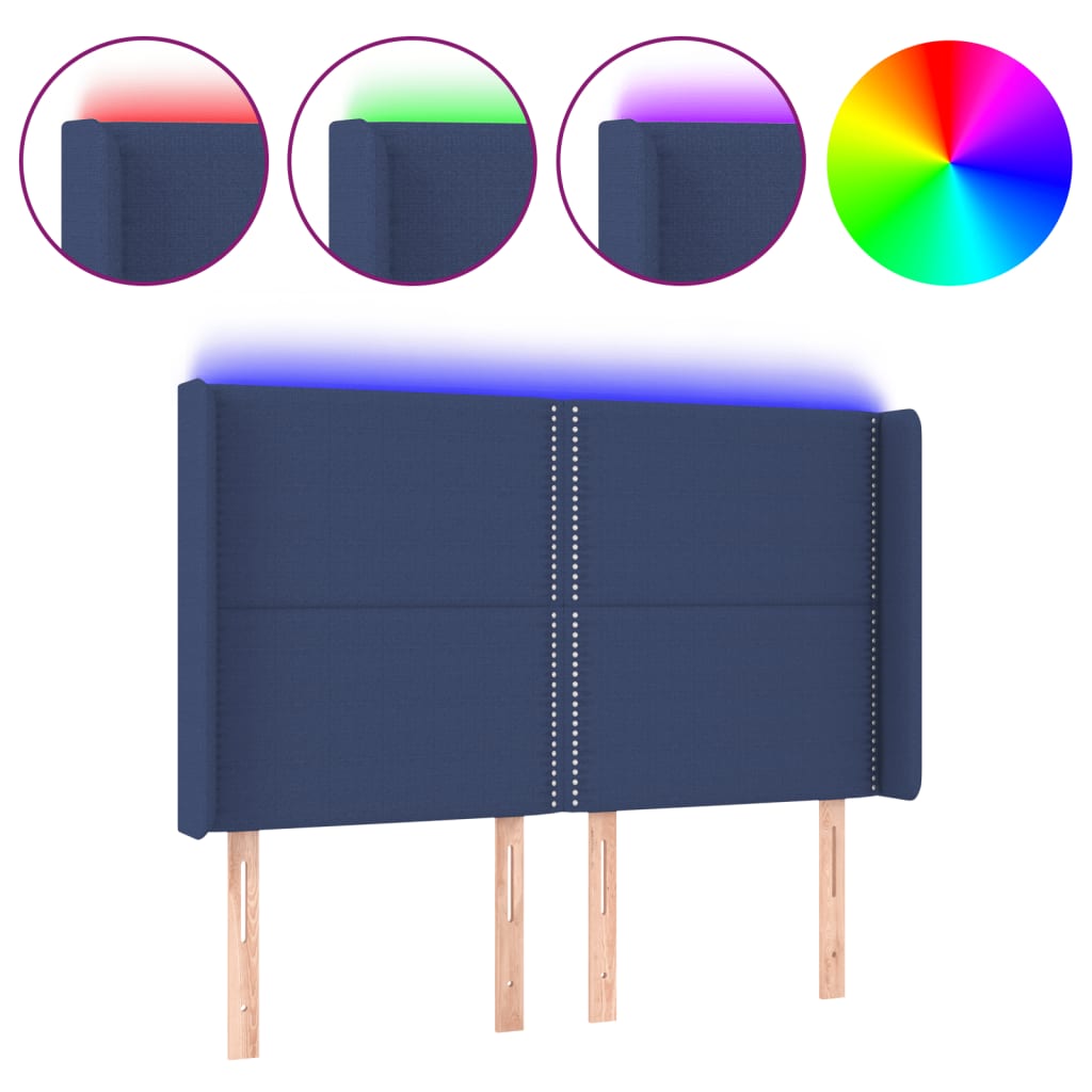 Testiera a LED Blu 147x16x118/128 cm in Tessuto