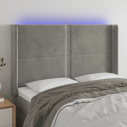 Testiera a LED Grigio Chiaro 147x16x118/128 cm in Velluto - homemem39