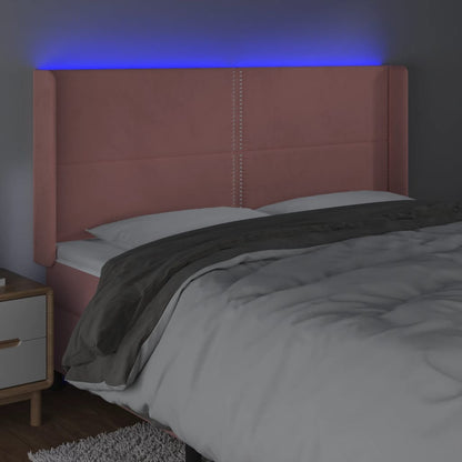 Testiera a LED rosa 163x16x118/128 cm in Velluto