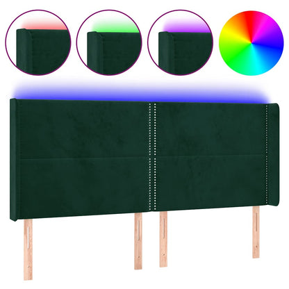 Testiera a LED Verde Scuro 203x16x118/128 cm in Velluto | homemem39
