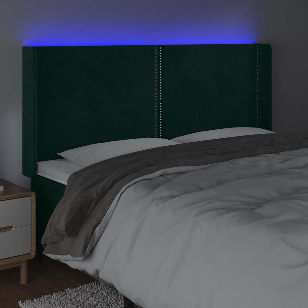 Testiera a LED Verde Scuro 203x16x118/128 cm in Velluto | homemem39