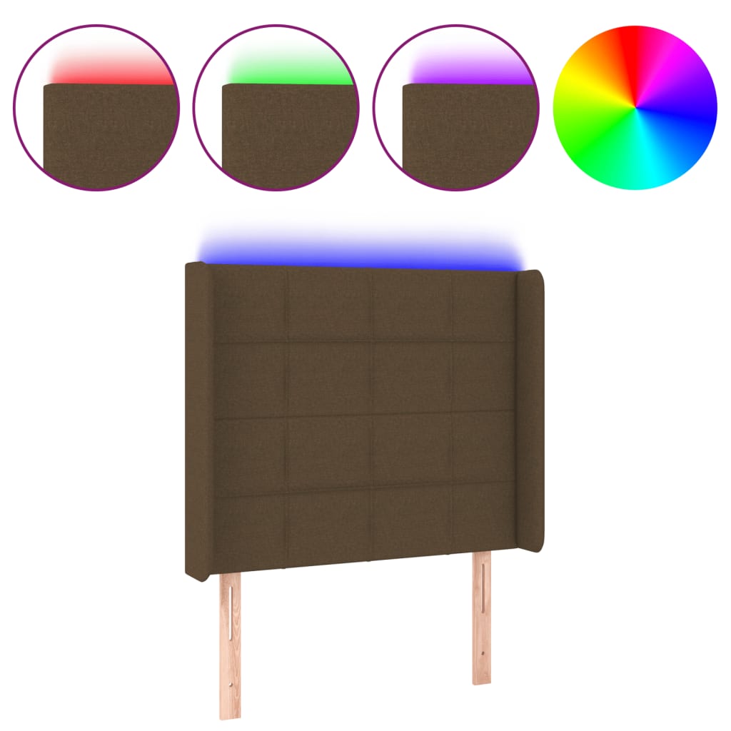 Testiera a LED Marrone Scuro 83x16x118/128 cm in Tessuto - homemem39