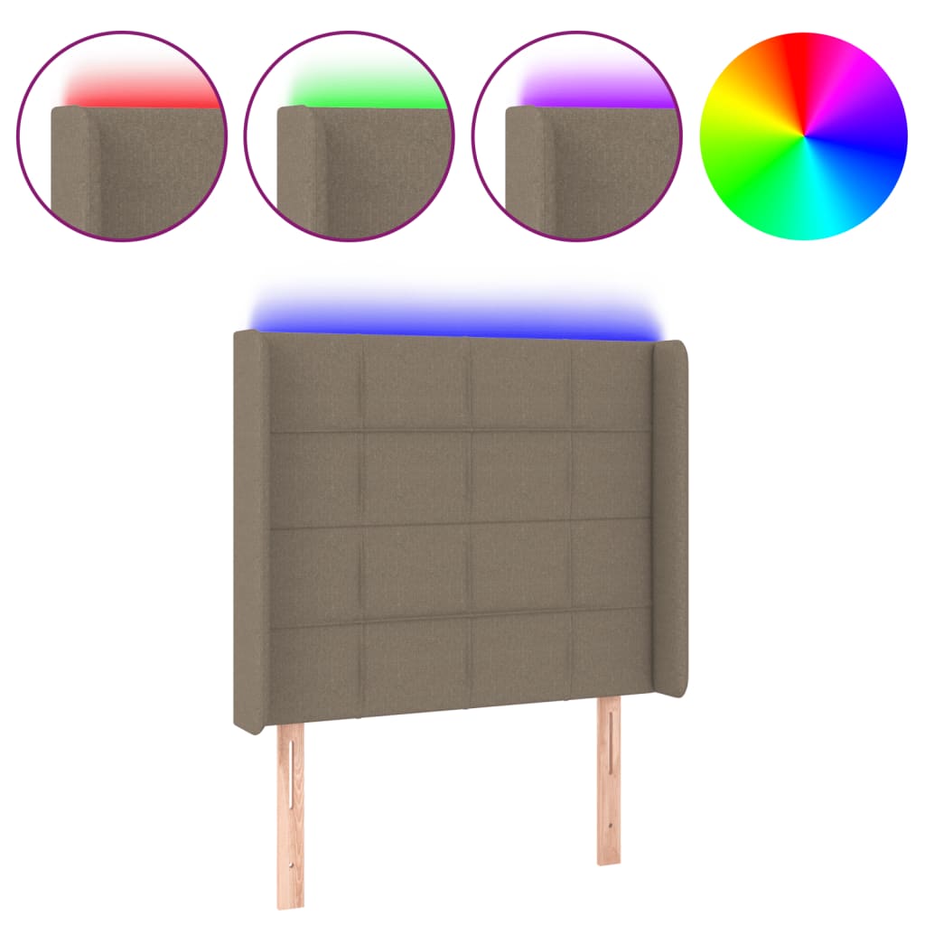 Testiera a LED Tortora 83x16x118/128 cm in Tessuto | homemem39